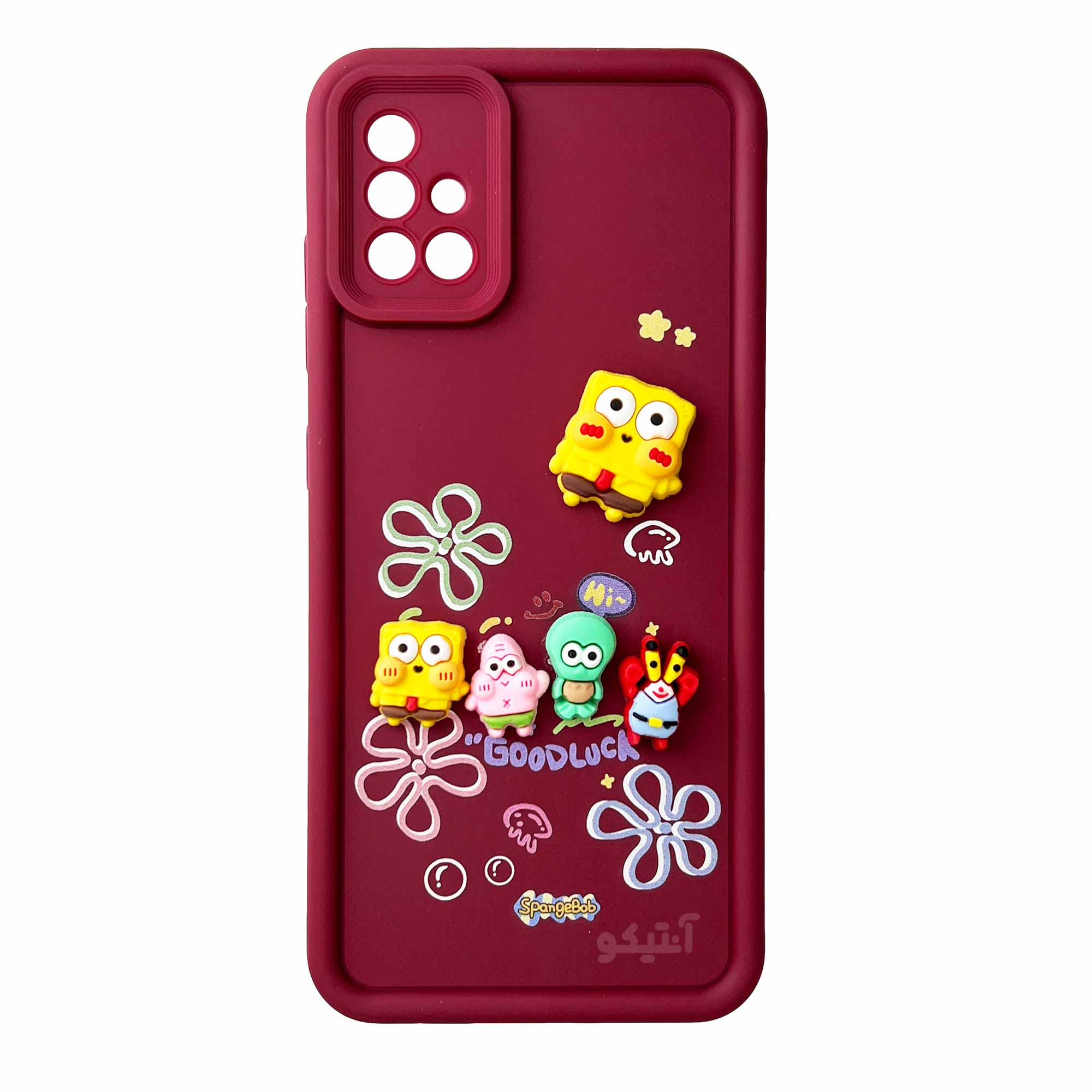 109 قاب Solid عروسکی طرح خانواده باب اسفنجی مناسب برای Samsung A51-زرشکی - تصویر 1