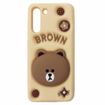 قاب سیلیکونی Brown همراه با پاپ سوکت مناسب برای Samsung S21 FE