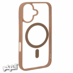 قاب iPhone16 مدل شفاف دور رنگی همراه با محافظ لنز رینگی با قابلیت مگ سیف - رنگ صحرایی - تصویر 2