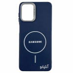 قاب Samsung A12/ M12 مدل TPU لنز متال طرح چرم مگ سیف دار - رنگ سرمه ای