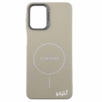 قاب Samsung A12/ M12 مدل TPU لنز متال طرح چرم مگ سیف دار - رنگ کرمی