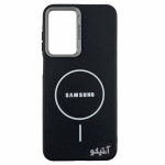 قاب Samsung A26 مدل TPU لنز متال طرح چرم مگ سیف دار - رنگ مشکی