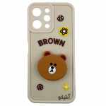 قاب Xiaomi Redmi12 مدل Solid پاپ سوکت دار طرح خرس قهوه ای - کد 41399